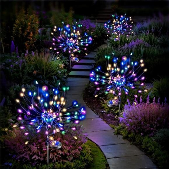 Solar Fireworks Lights Garden Waterproof 4 Pack, Solar Fairy String Lights - Picture 1 of 7